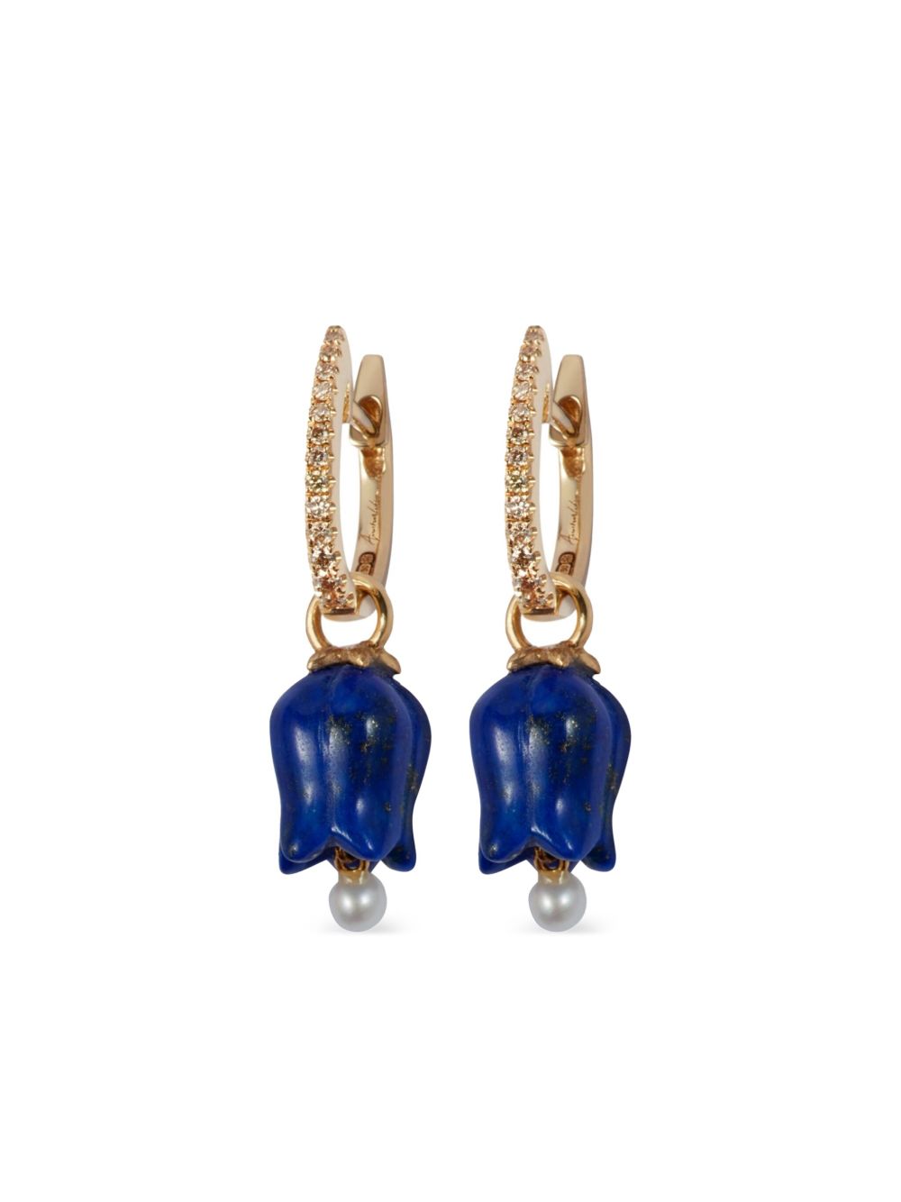 Annoushka Tulip 18K黄金青金石钻石吊饰耳环 - 金色