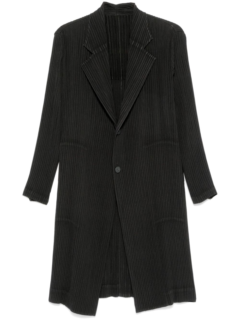 Issey Miyake Hatching Pleats 外套 - 黑色