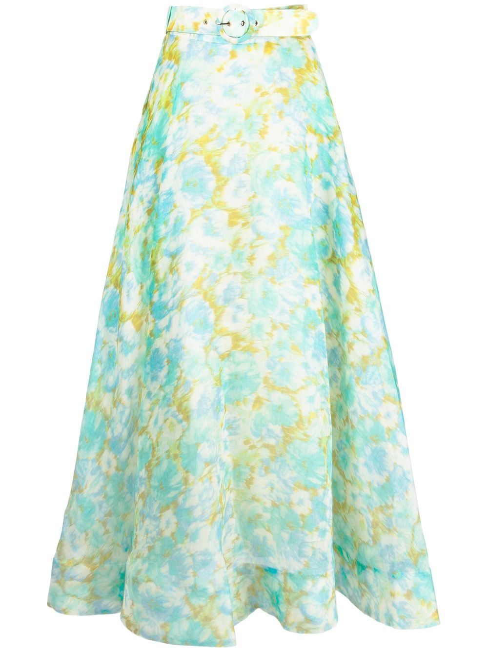 ZIMMERMANN High Tide 花卉印花超长半身裙 - 绿色