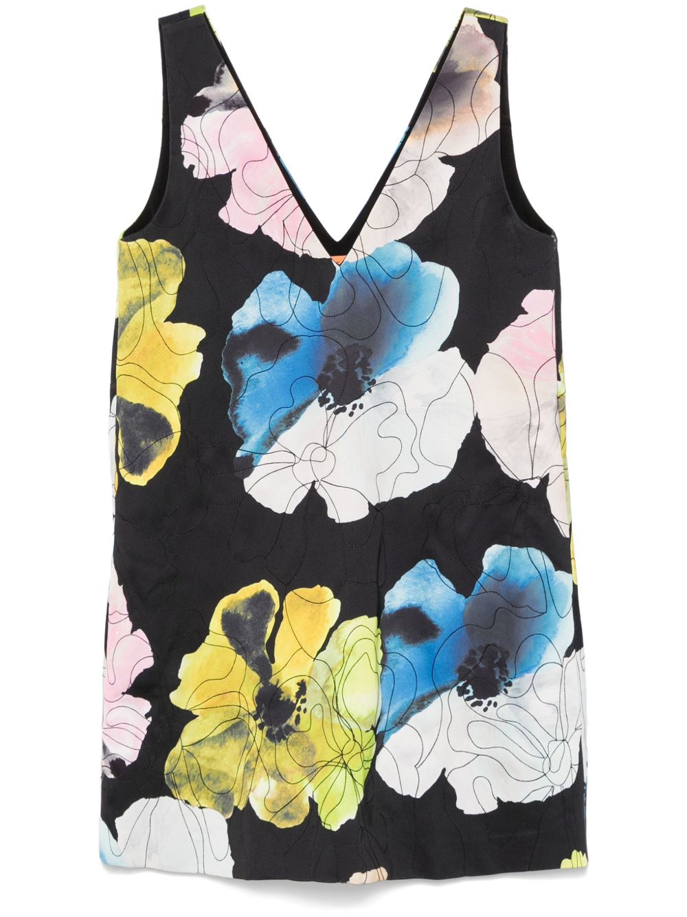 Stine Goya Watercolour Bloom 迷你连衣裙 - 黑色