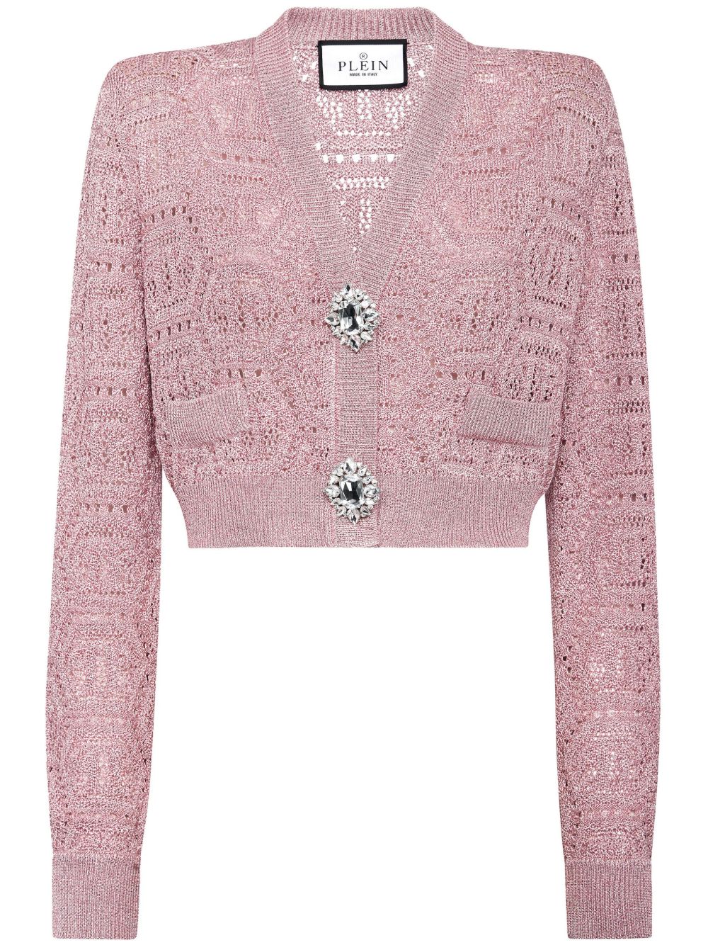 Philipp Plein 经典logo针织短款开衫 - 粉色