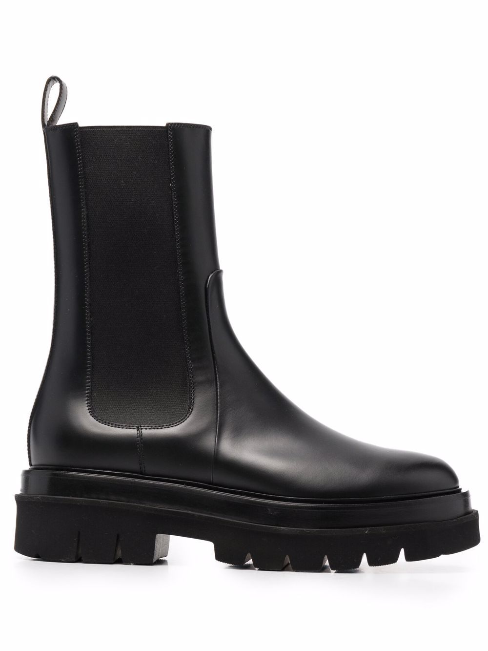 Santoni 厚底皮质短靴 - 黑色