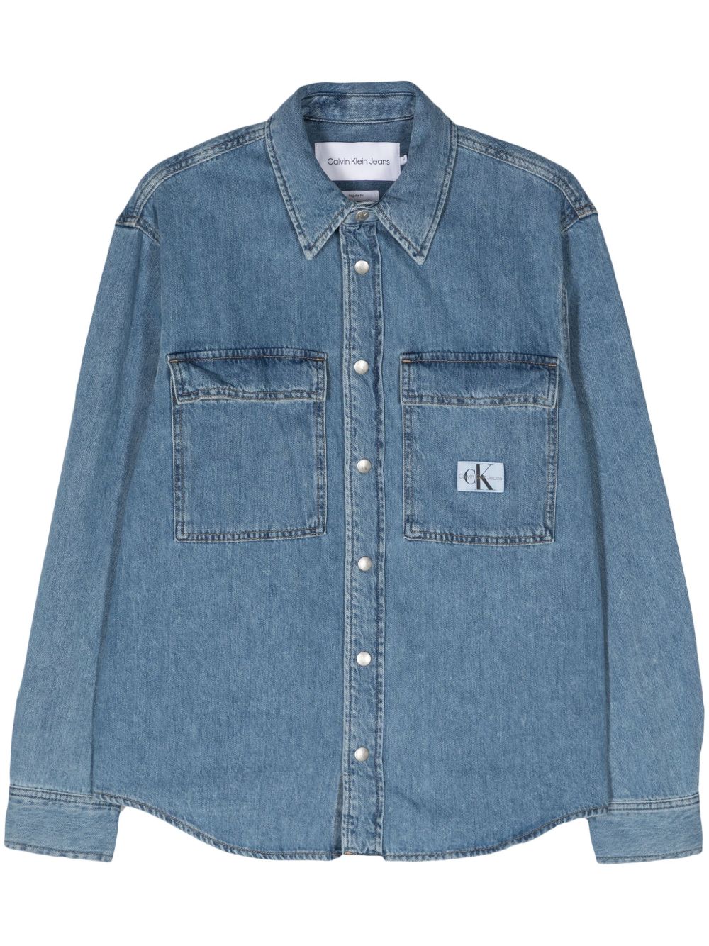 Calvin Klein Jeans 标贴牛仔衬衫 - 蓝色