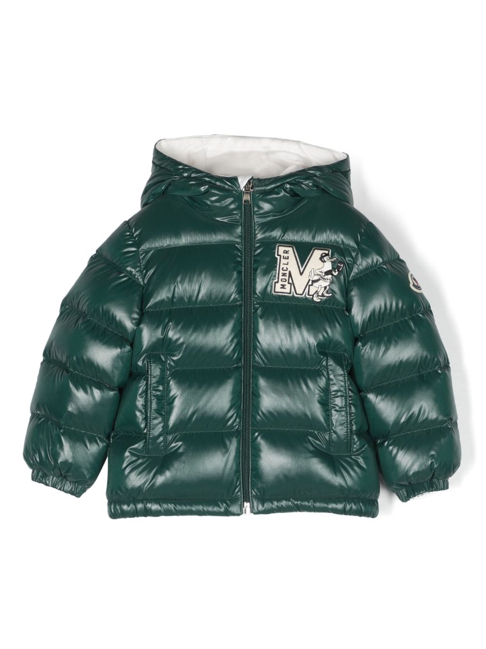 Moncler Enfant 标贴蓬松外套 - 绿色