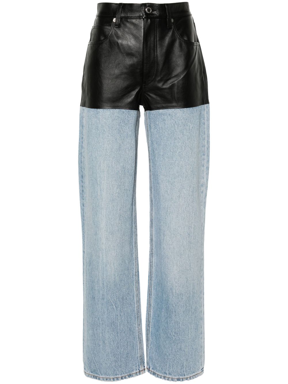 Alexander Wang 拼接直筒牛仔裤 - 蓝色