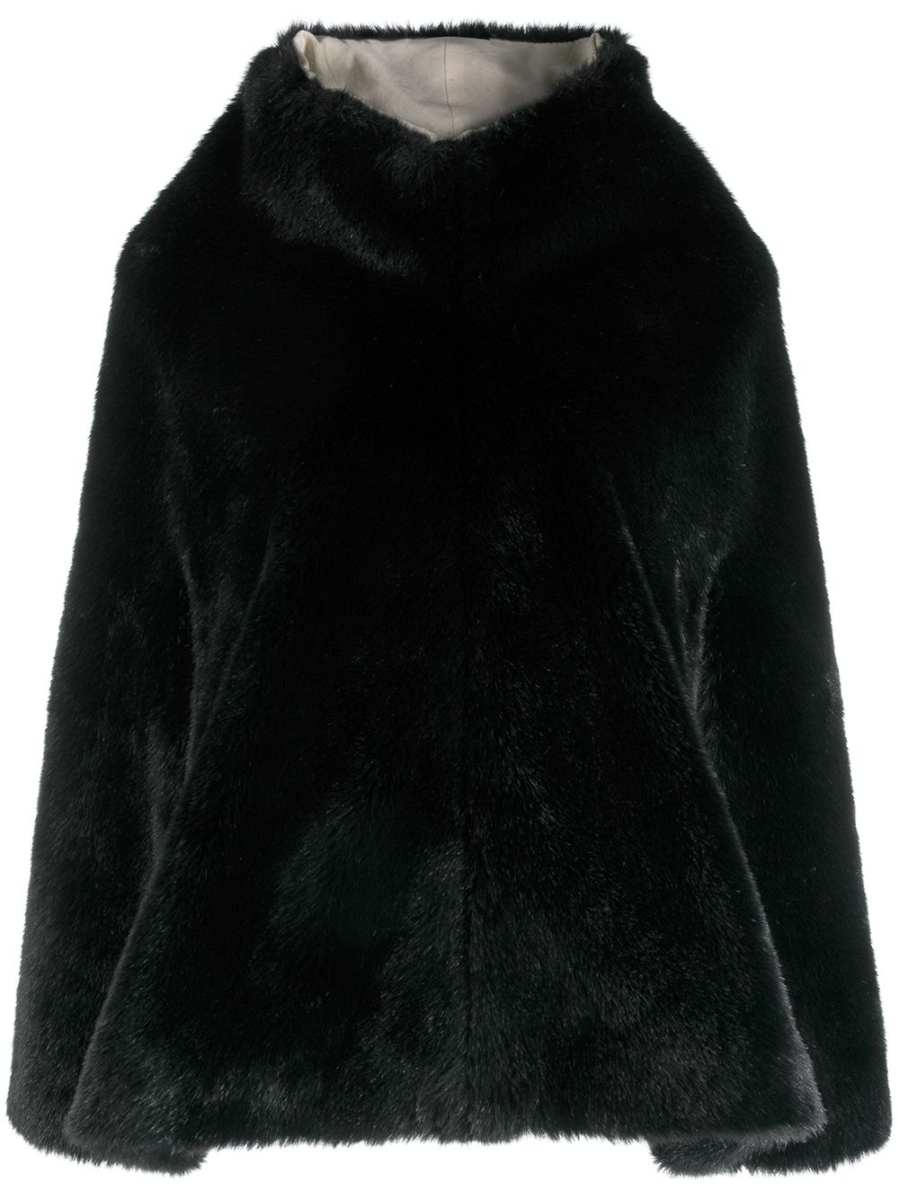 Junya Watanabe Comme des Garçons Pre-Owned 人造皮草套头斗篷 - 黑色
