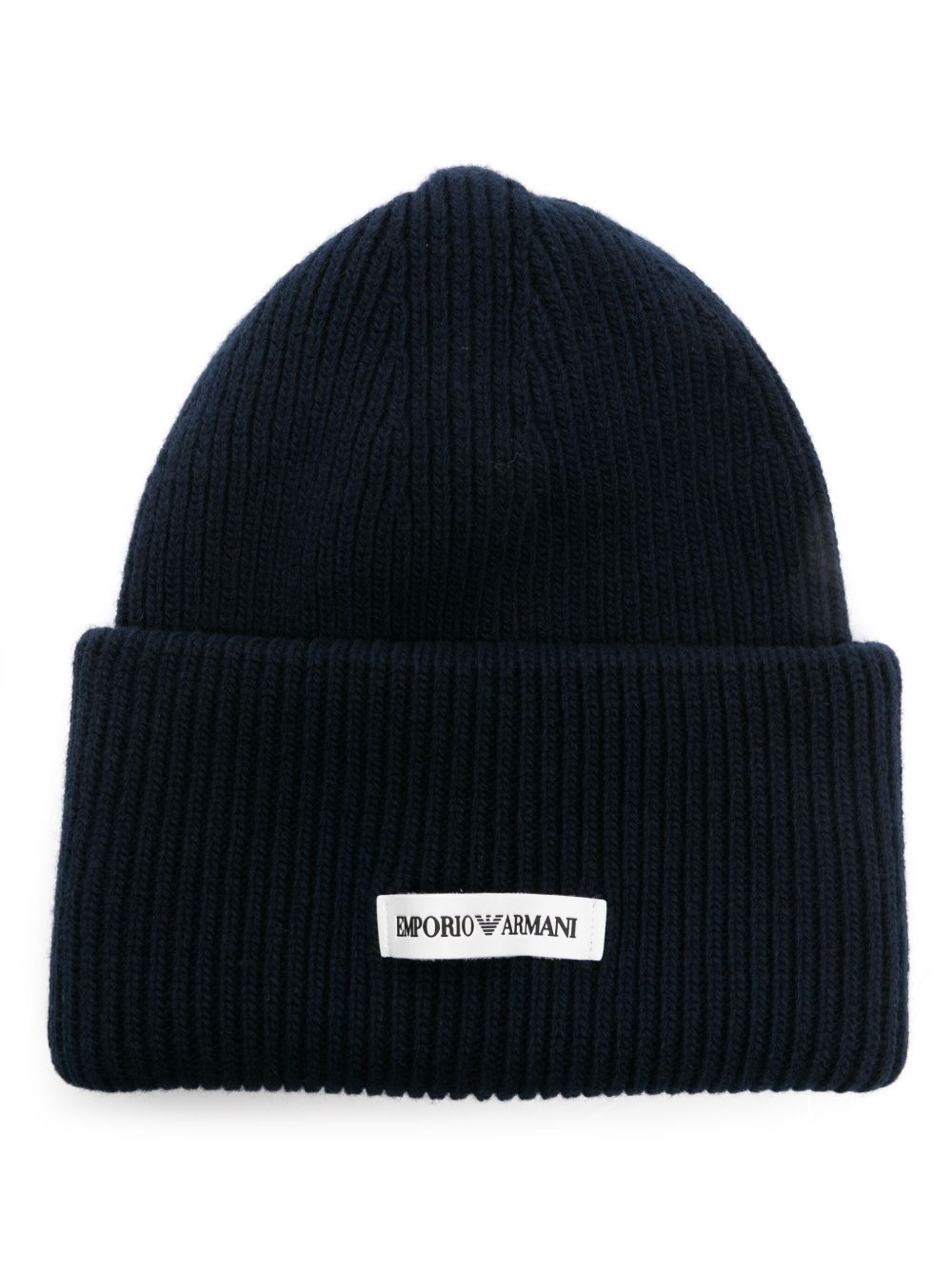 Emporio Armani 标贴粗针织套头帽 - 蓝色