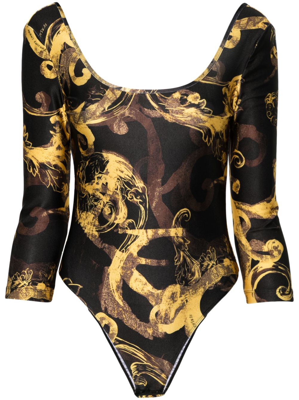Versace Jeans Couture Watercolour Couture 连体紧身衣 - 黑色