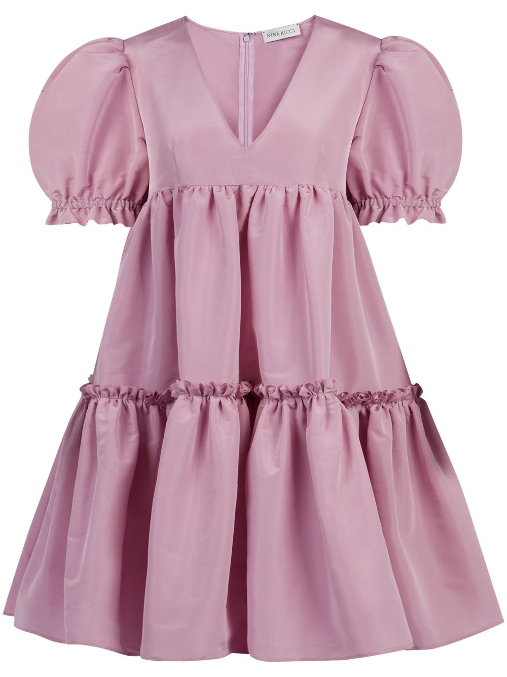 Nina Ricci V领短袖连衣裙 - 粉色
