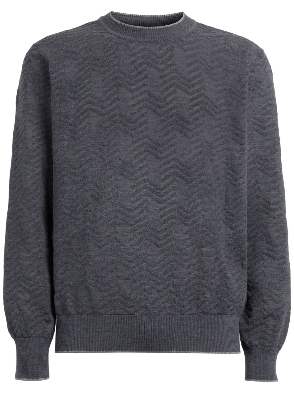 Missoni 人字纹图案圆领毛衣 - 灰色