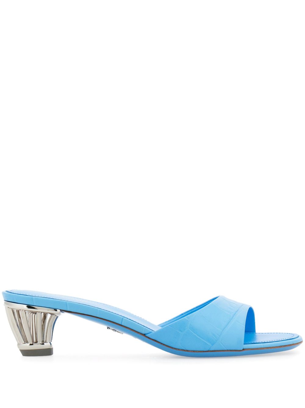 Ferragamo 笼形鞋跟露趾穆勒鞋 - 蓝色