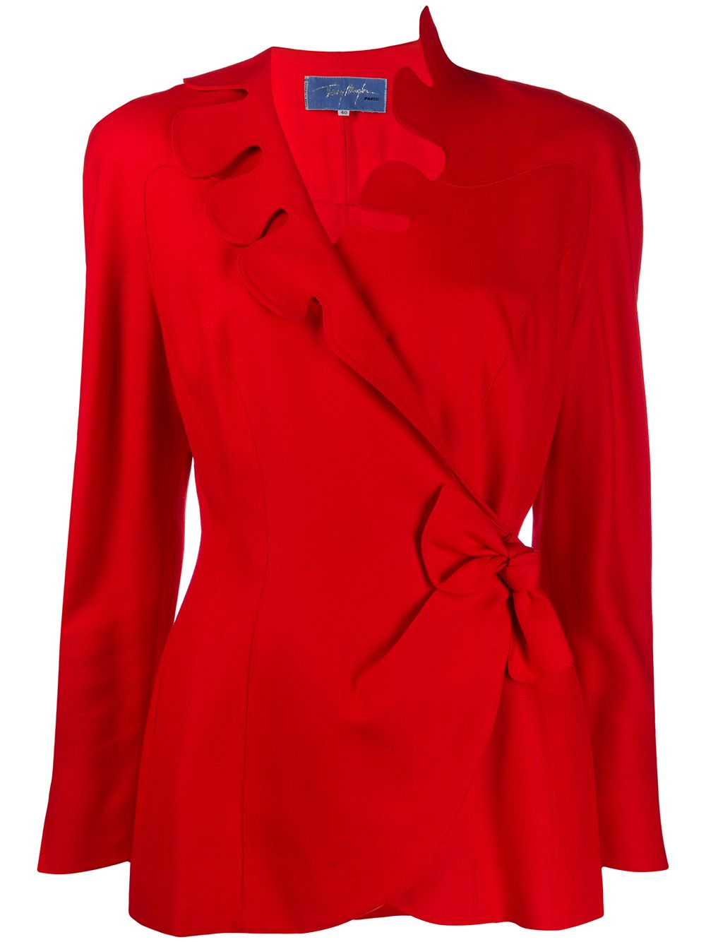 Thierry Mugler Pre-Owned 扇贝领裹身夹克 - 红色