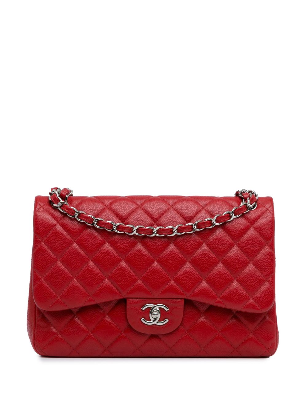 CHANEL Pre-Owned Jumbo Classic Caviar Double Flap 单肩包（2014年典藏款） - 红色