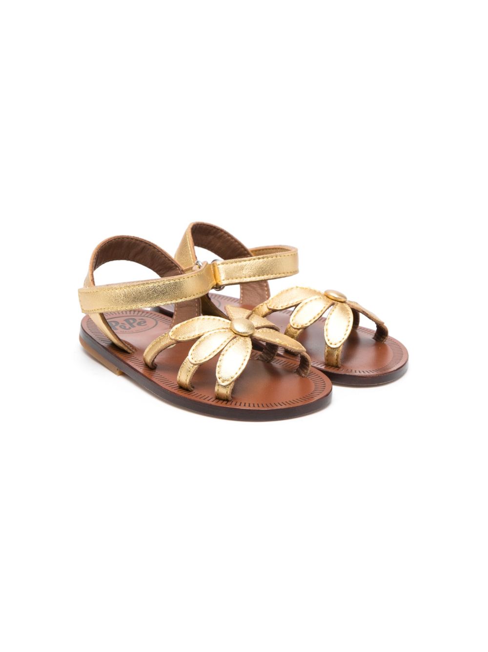 Pépé Kids Giulia 皮质凉鞋 - 金色