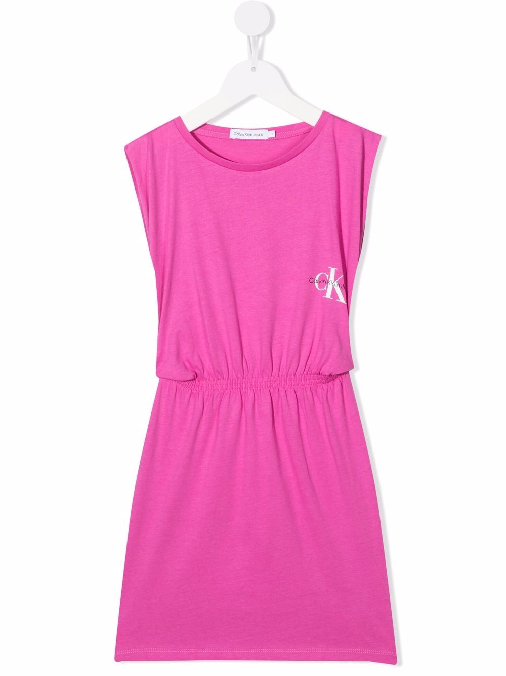 Calvin Klein Kids logo印花无袖平纹针织连衣裙 - 粉色