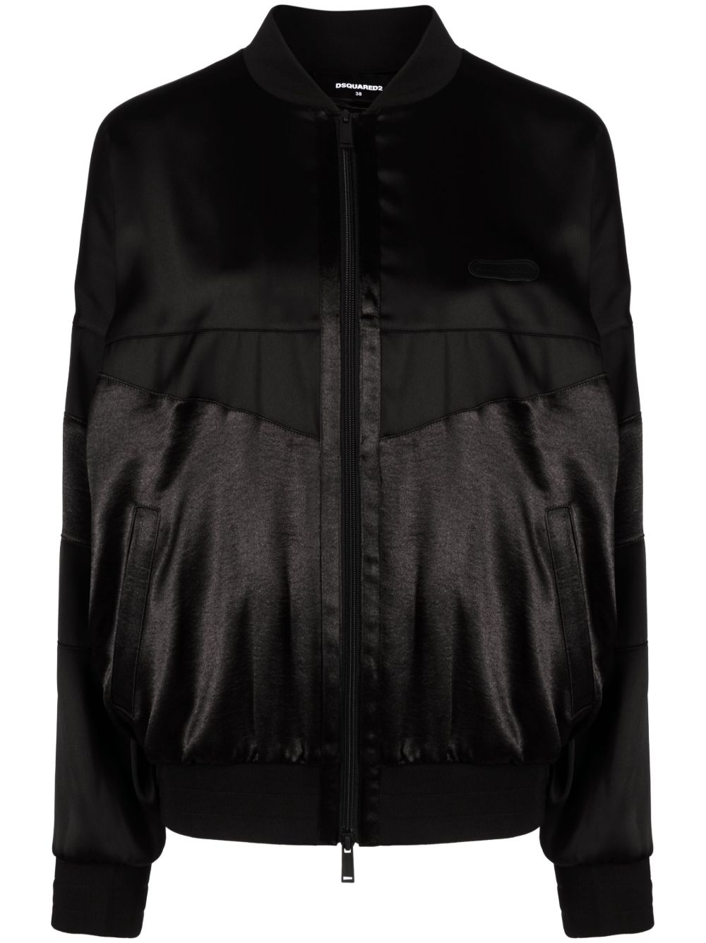 DSQUARED2 亮面效果飞行员夹克 - 黑色