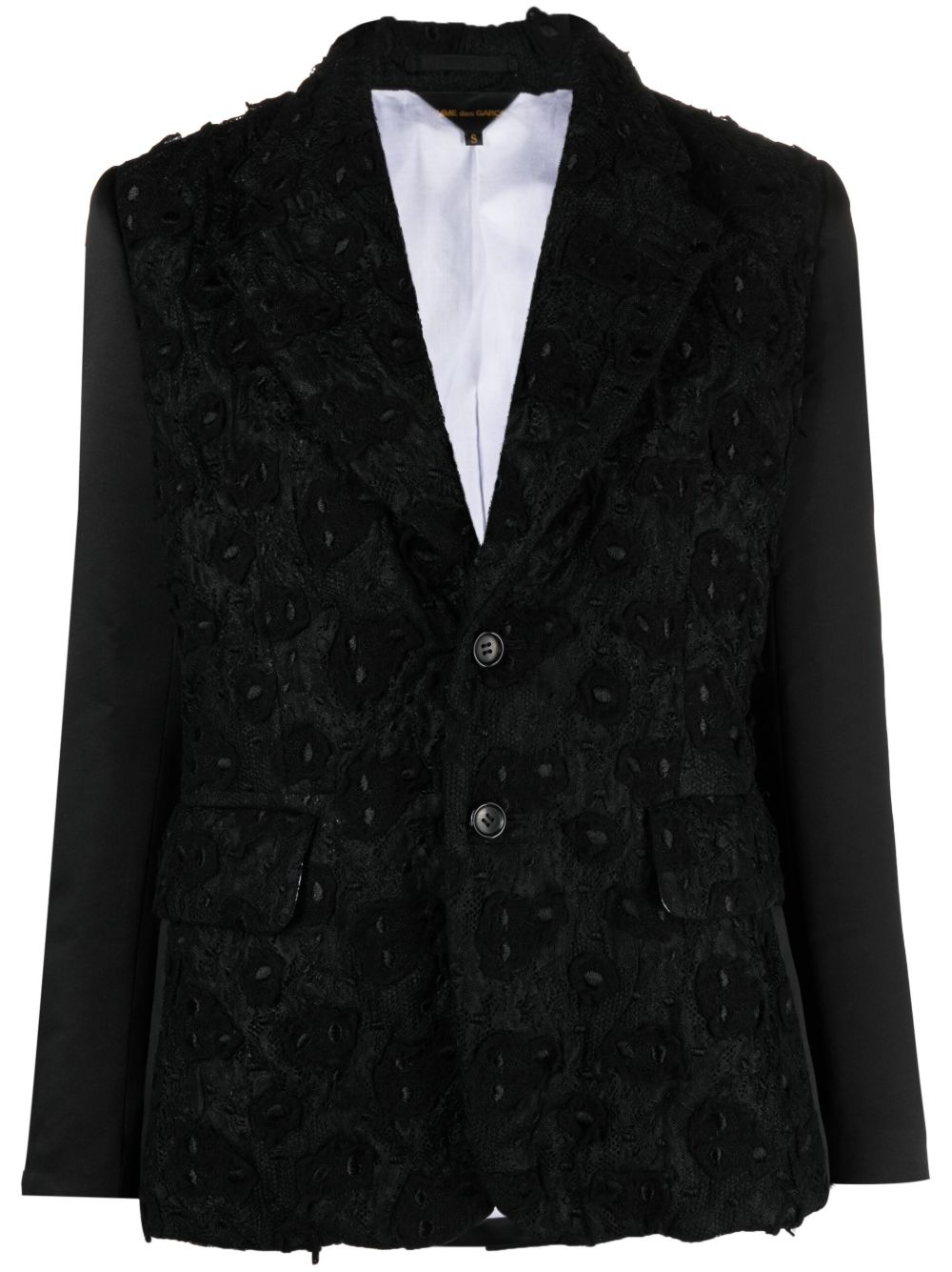 Comme Des Garçons 刺绣单排扣西装夹克 - 黑色