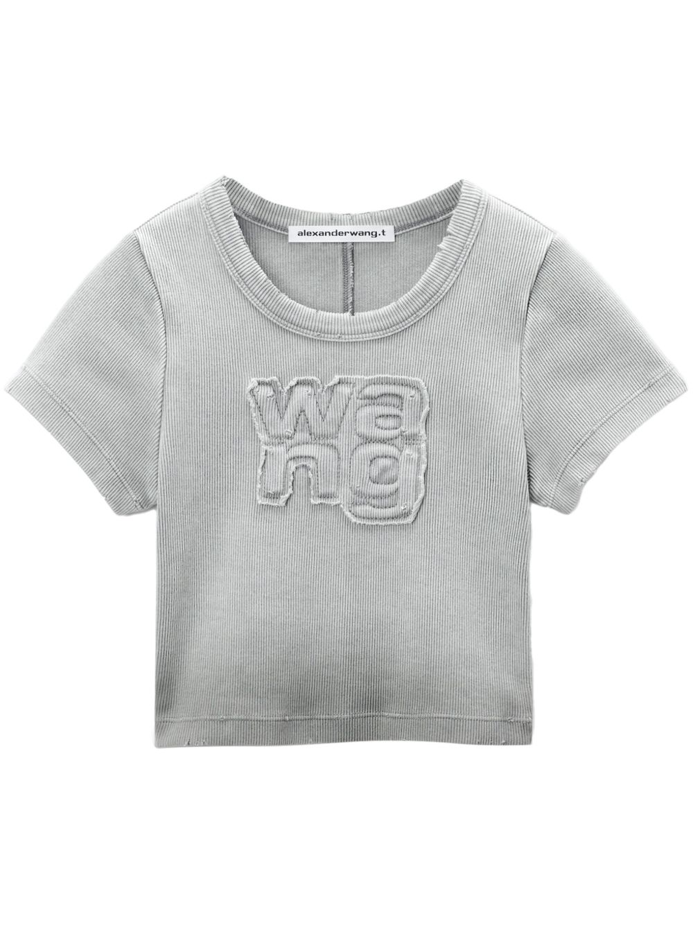 Alexander Wang logo 贴花短款T恤 - 灰色