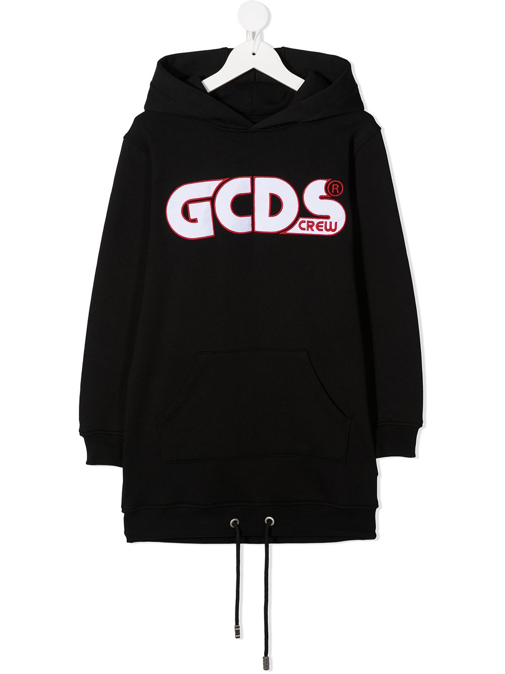 Gcds Kids ogo印花长款连帽衫 - 黑色