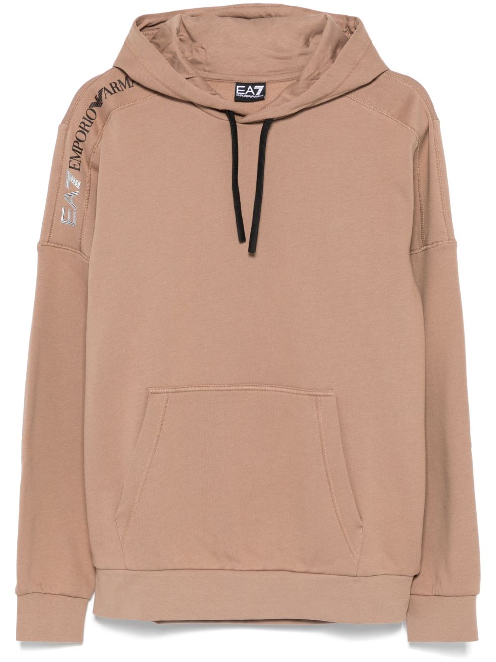 Ea7 Emporio Armani 橡胶logo连帽衫 - 褐色