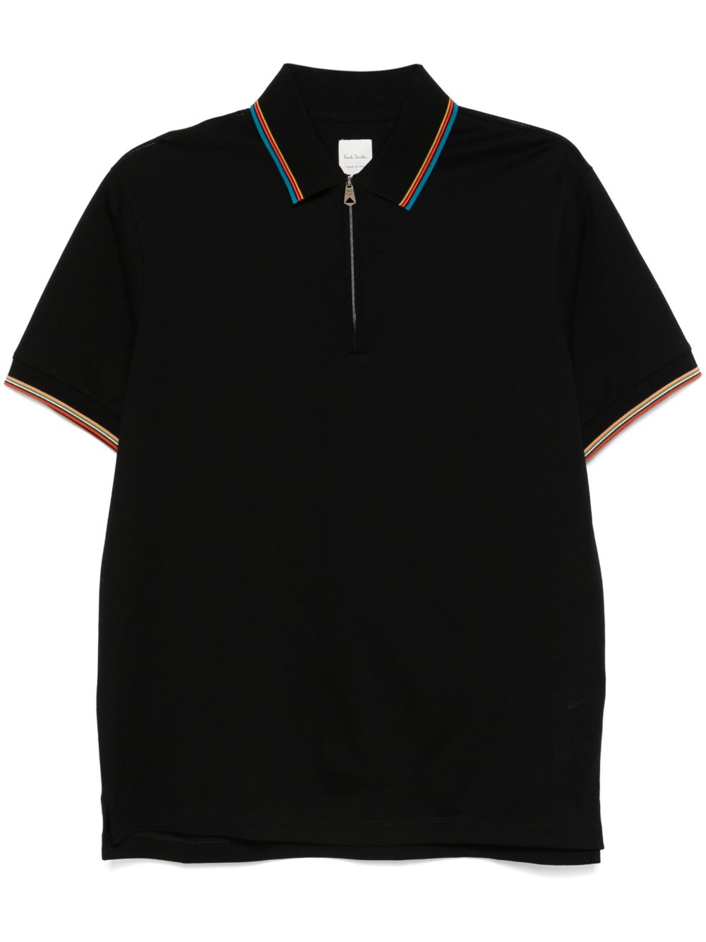 Paul Smith 条纹边饰棉polo衫 - 黑色