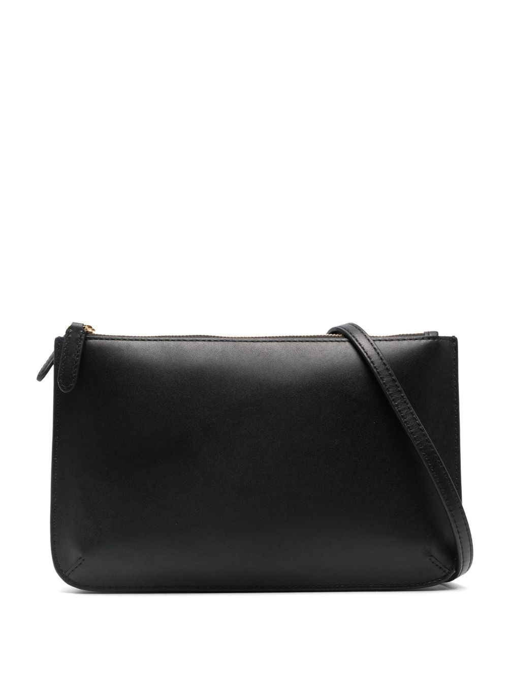 Lauren Ralph Lauren logo标记皮质斜挎包 - 黑色