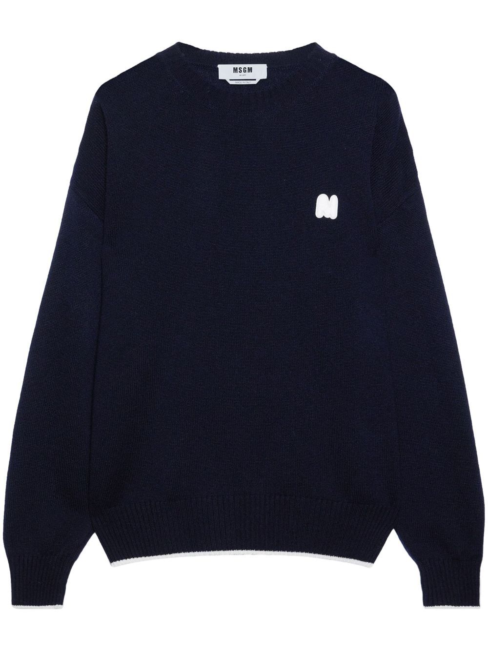 MSGM logo贴花圆领毛衣 - 蓝色