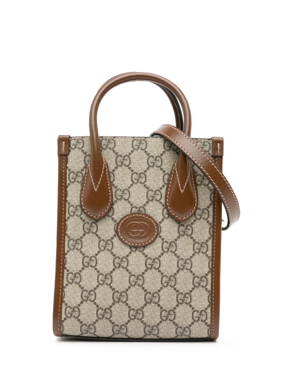 Gucci Pre-Owned 2016-2024 Mini GG Supreme Interlocking G satchel - 褐色