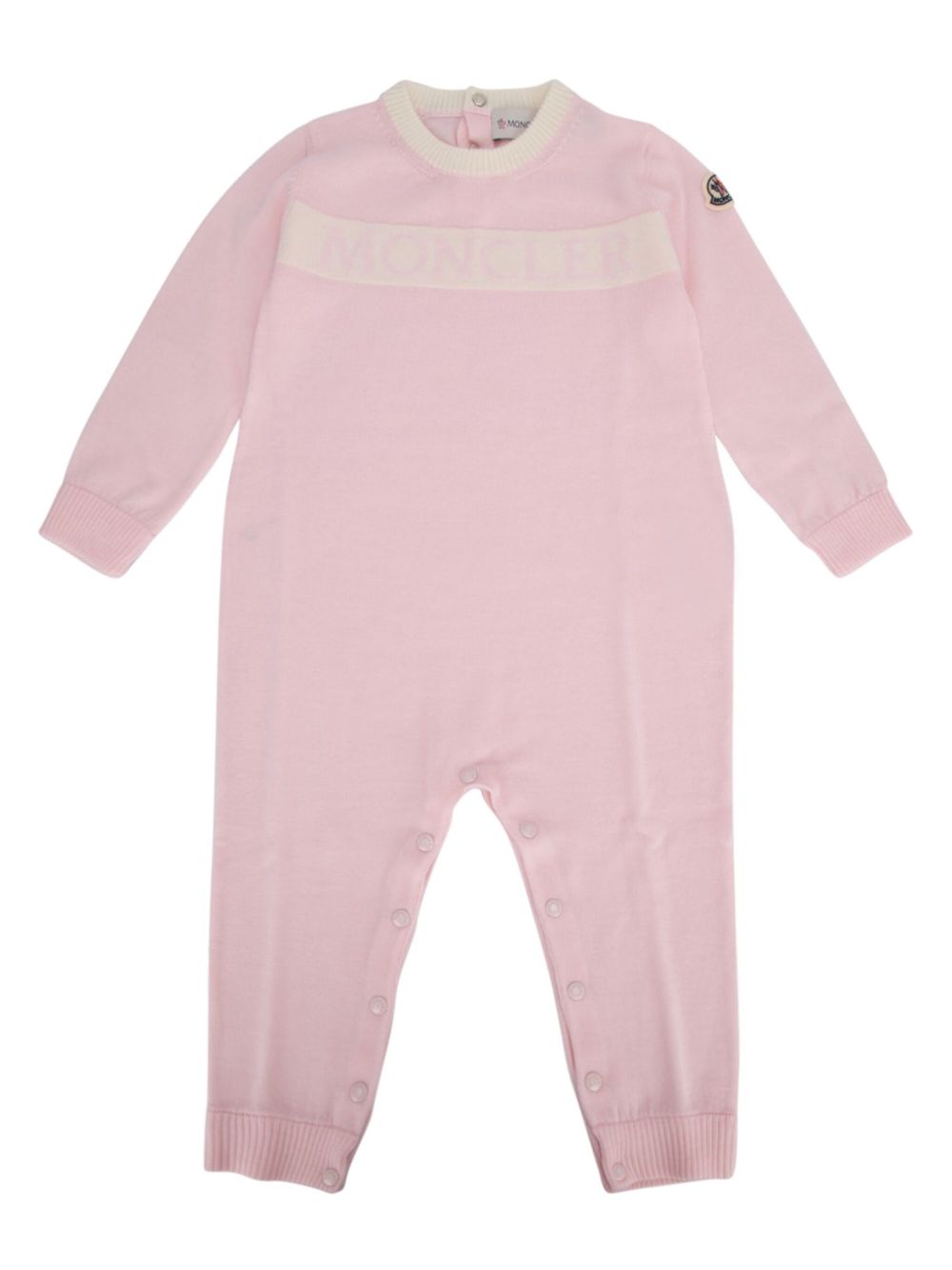 Moncler Enfant logo嵌花连体衣 - 粉色