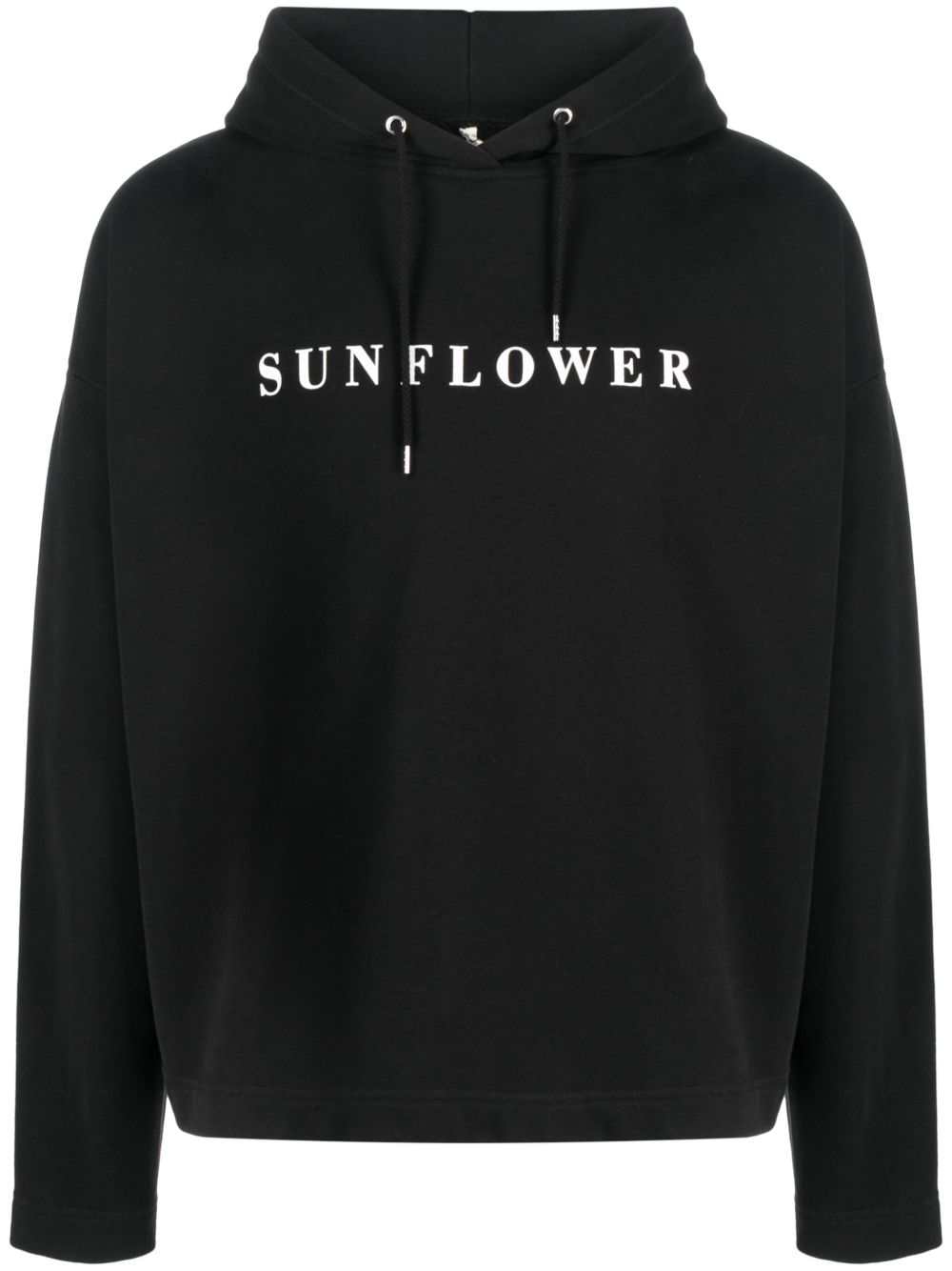 Sunflower logo印花长袖连帽衫 - 黑色