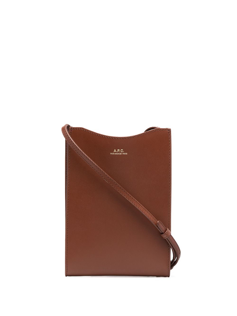 A.P.C. logo印花皮质斜挎包 - 褐色