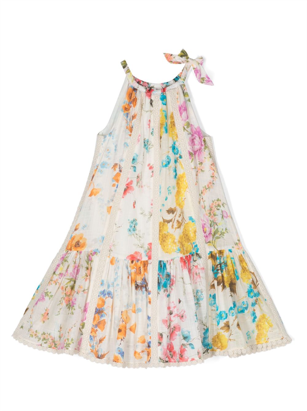 ZIMMERMANN Kids 刺绣设计花卉印花连衣裙 - 中性色