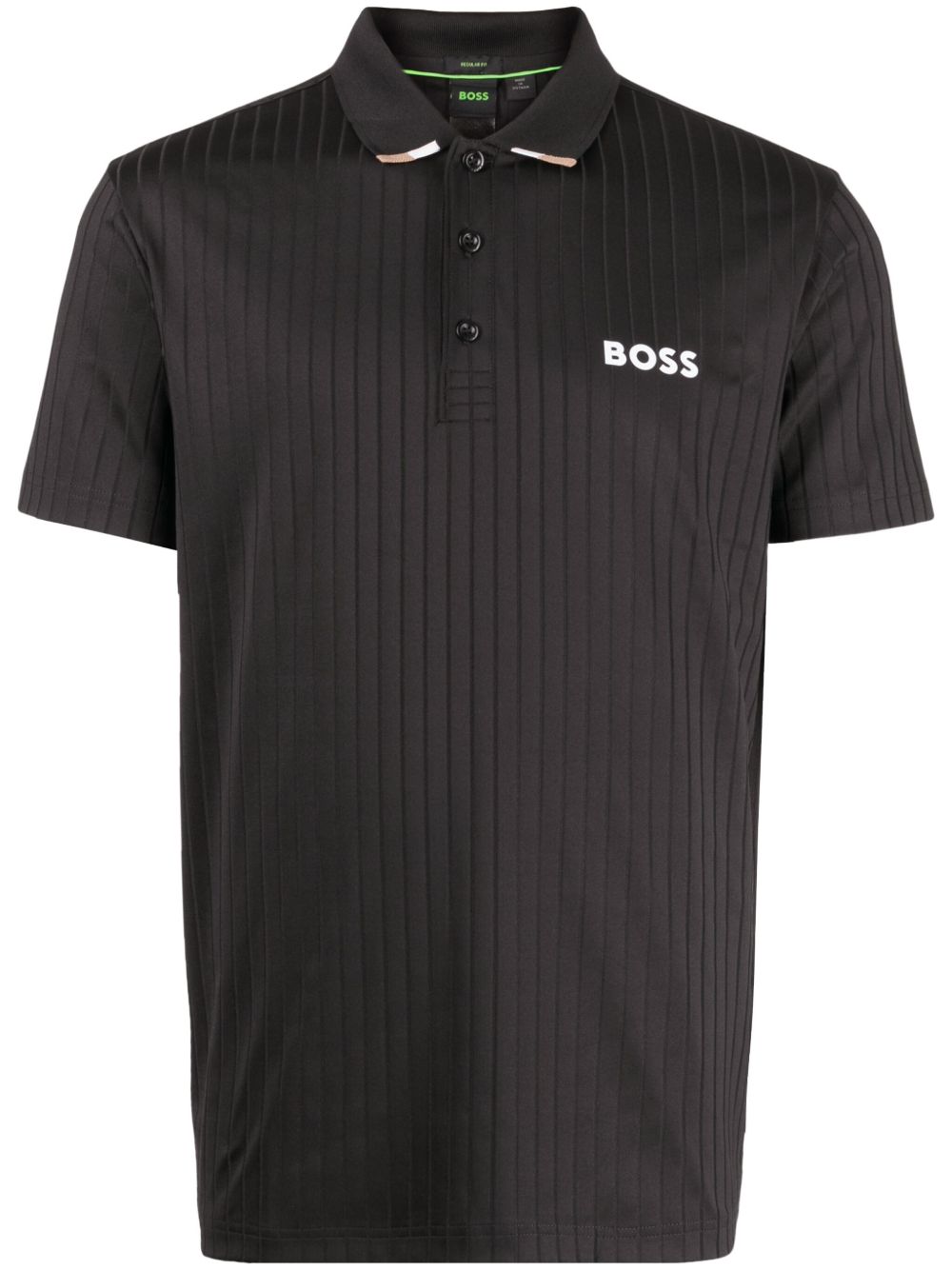 BOSS 罗纹polo衫 - 黑色