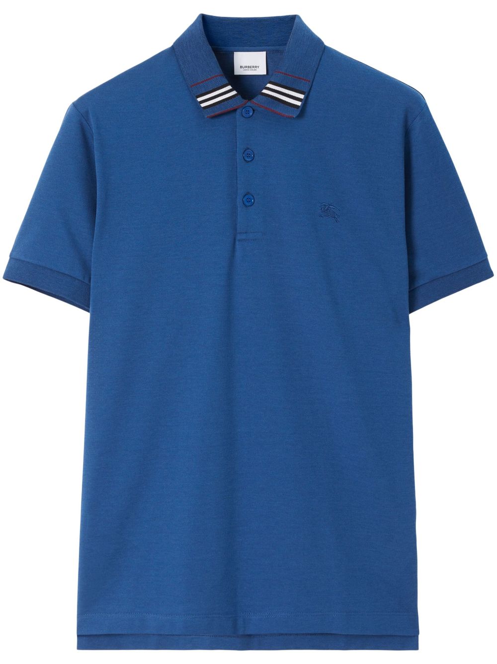 Burberry EKD 刺绣棉丝混纺polo衫 - 蓝色
