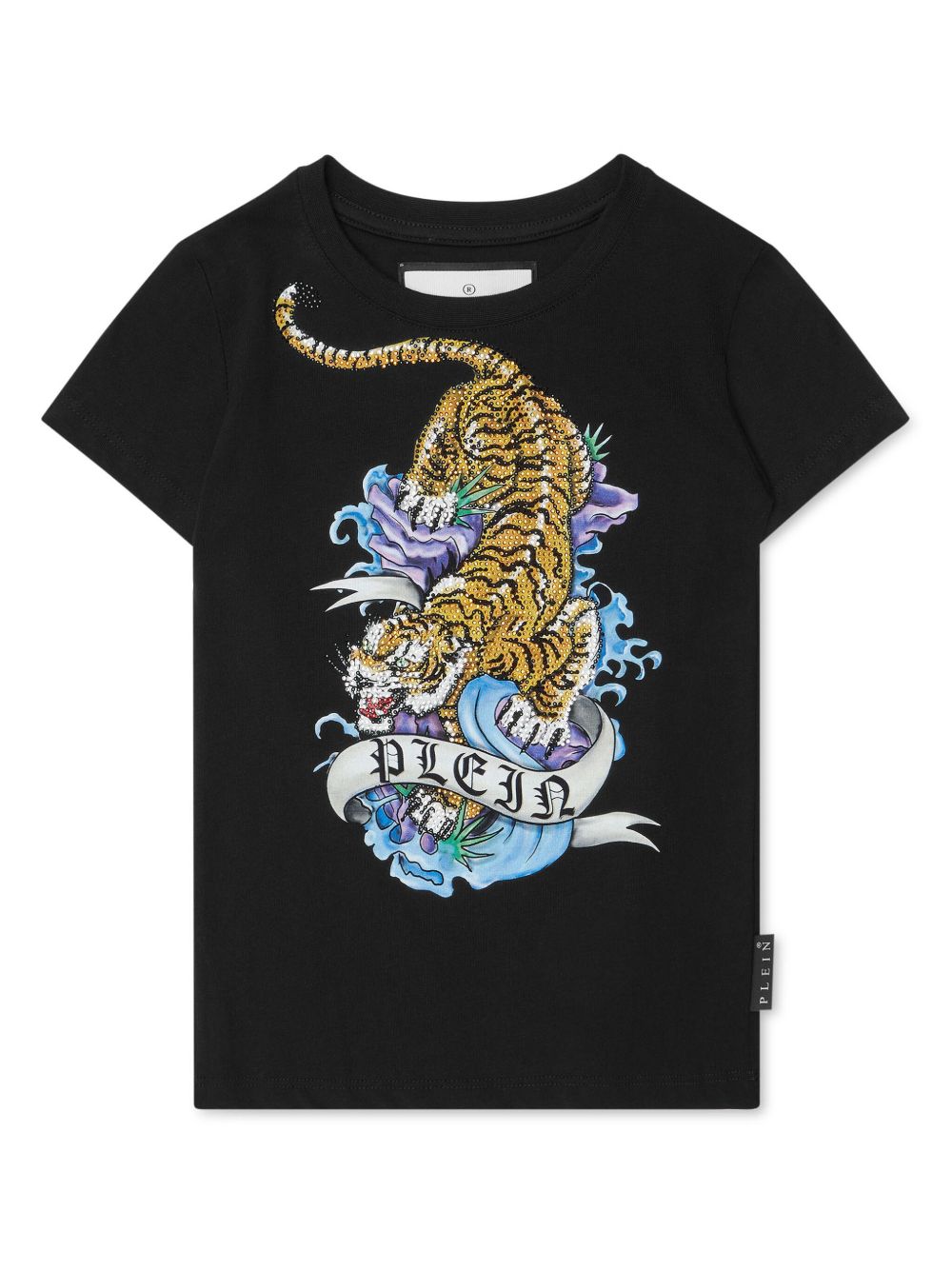 Philipp Plein Junior 晶饰棉T恤 - 黑色