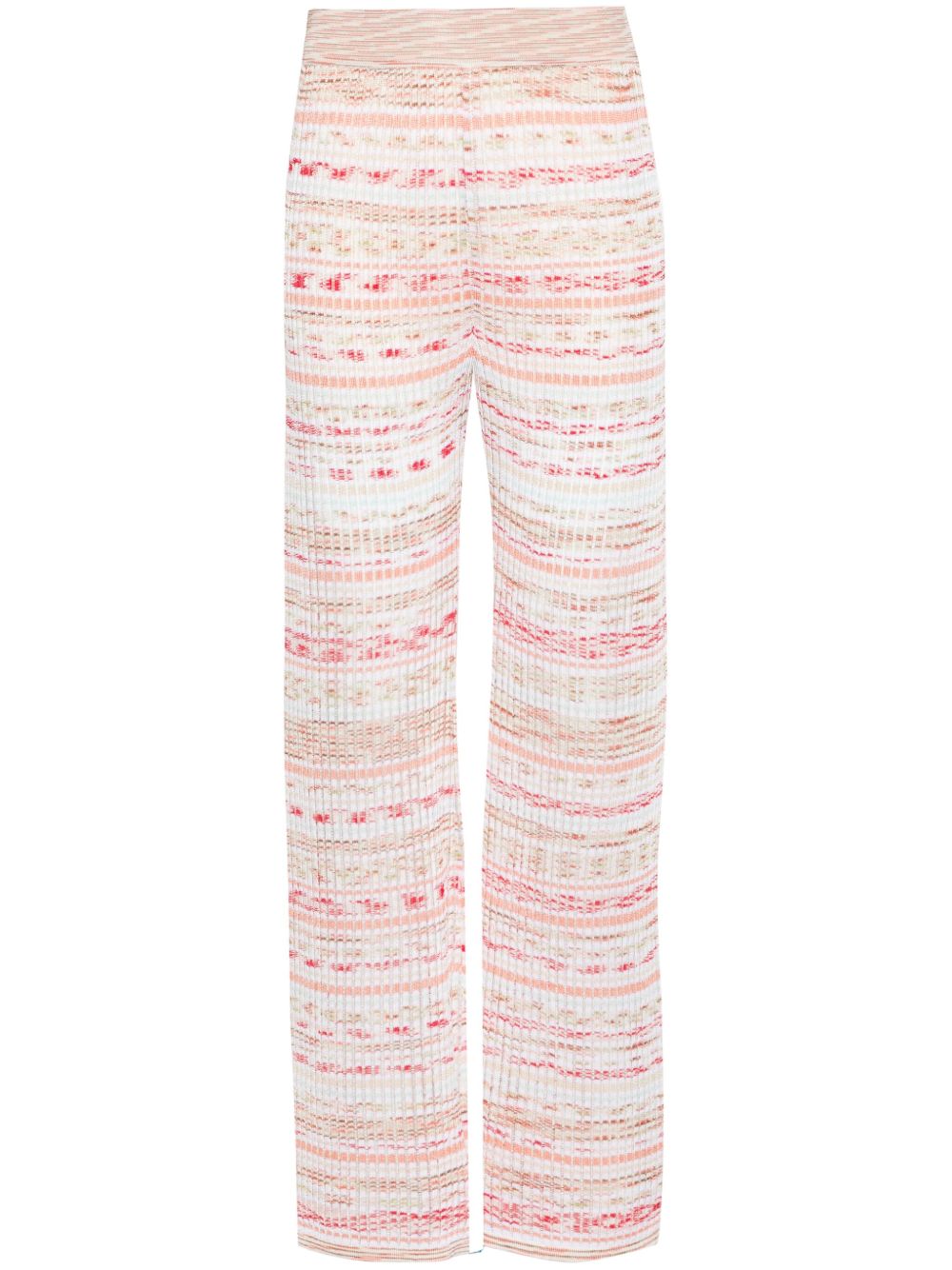 Missoni 条纹嵌花针织喇叭裤 - 白色