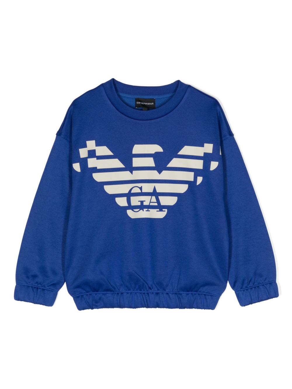 Emporio Armani Kids 经典logo印花圆领卫衣 - 蓝色
