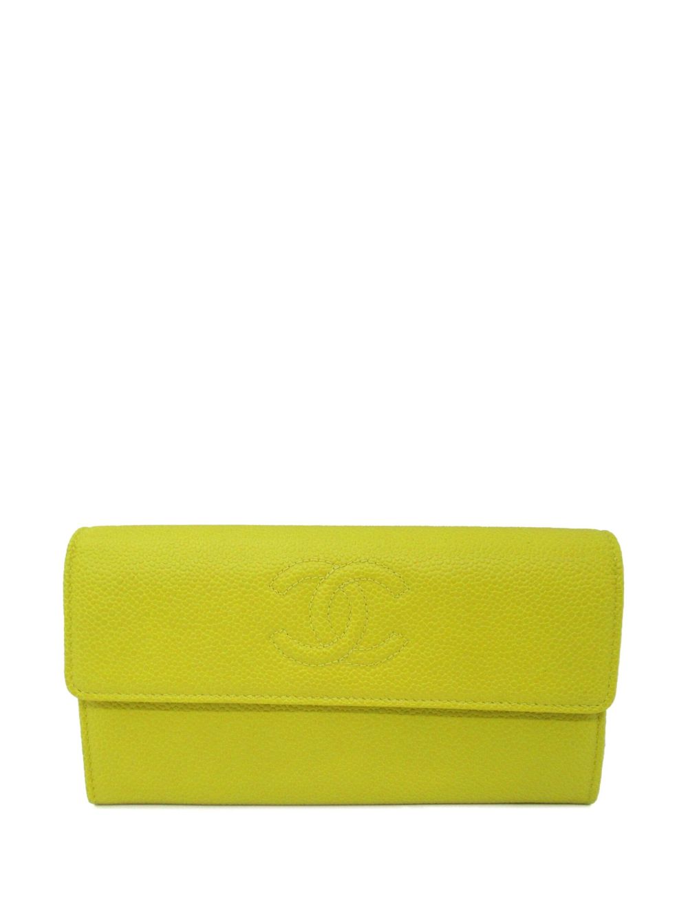 CHANEL Pre-Owned CC 缝线翻盖钱包（2016-2017年典藏款） - 黄色