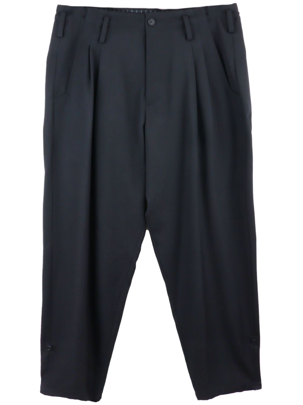 Yohji Yamamoto 褶饰锥形裤 - 黑色