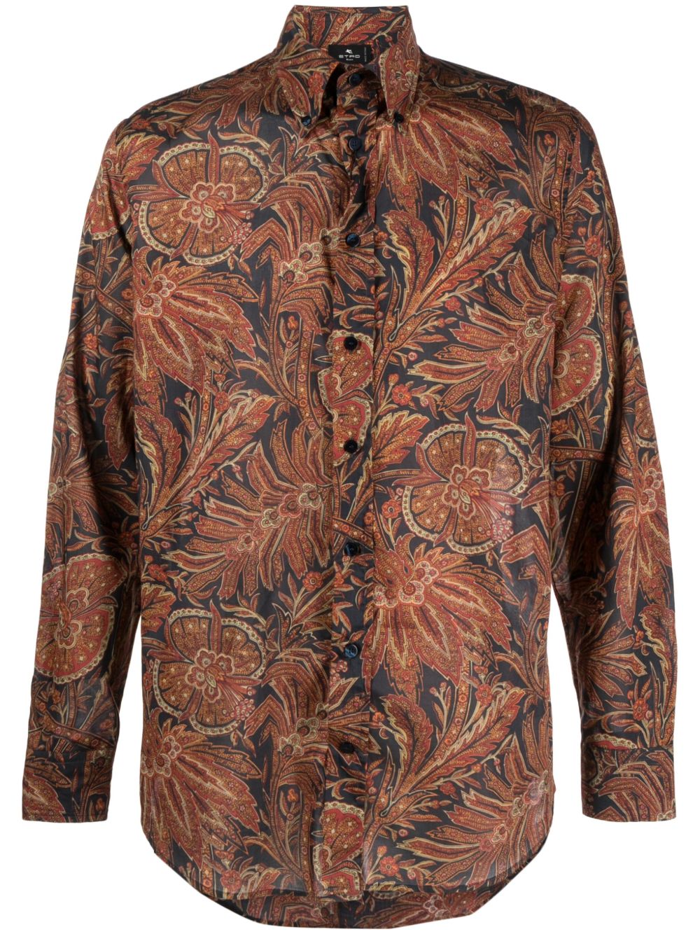 ETRO 花卉图案长袖衬衫 - 褐色