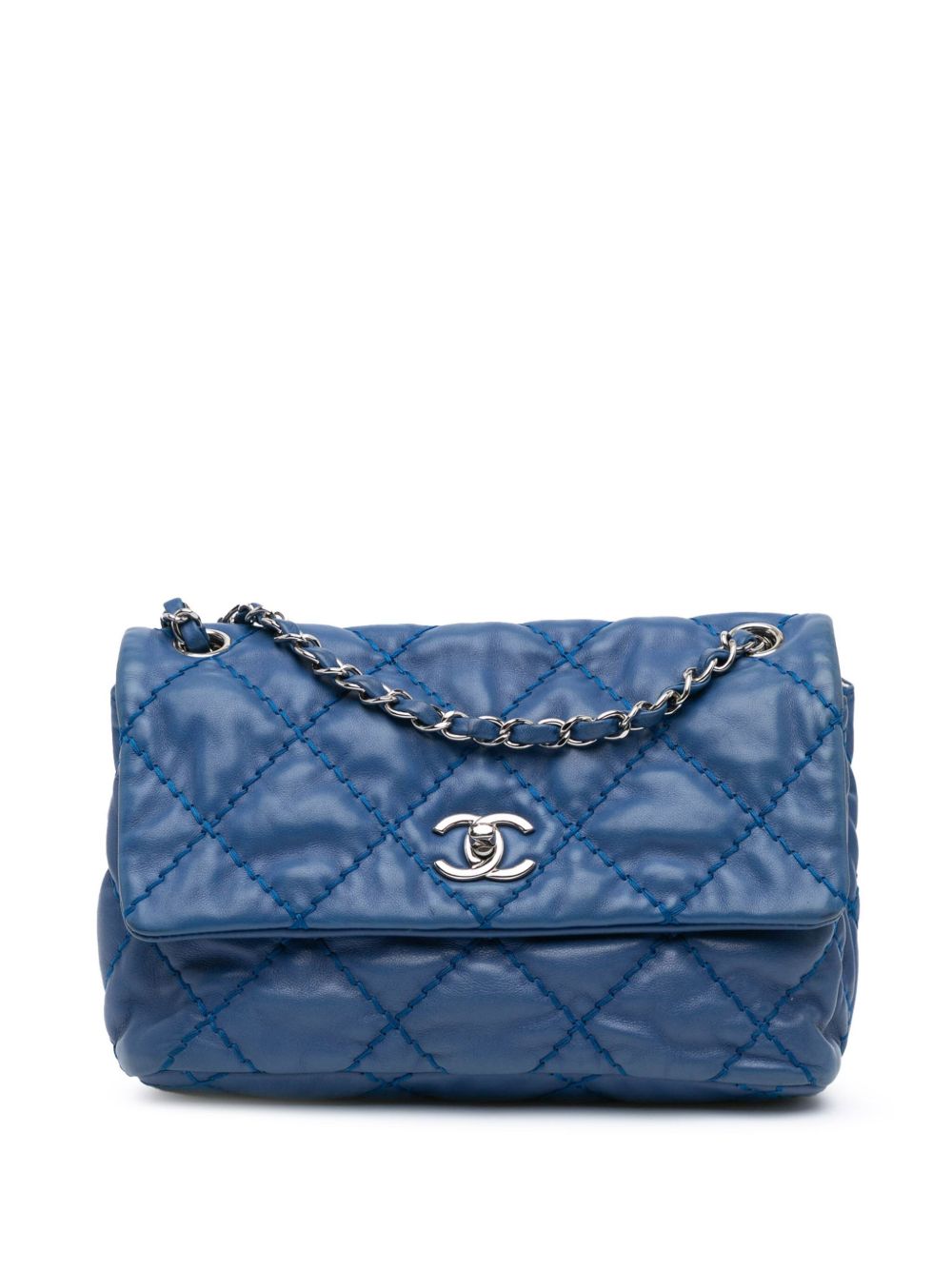 CHANEL Pre-Owned Love Me Tender Flap 小号小牛皮单肩包（2013-2014年典藏款） - 蓝色