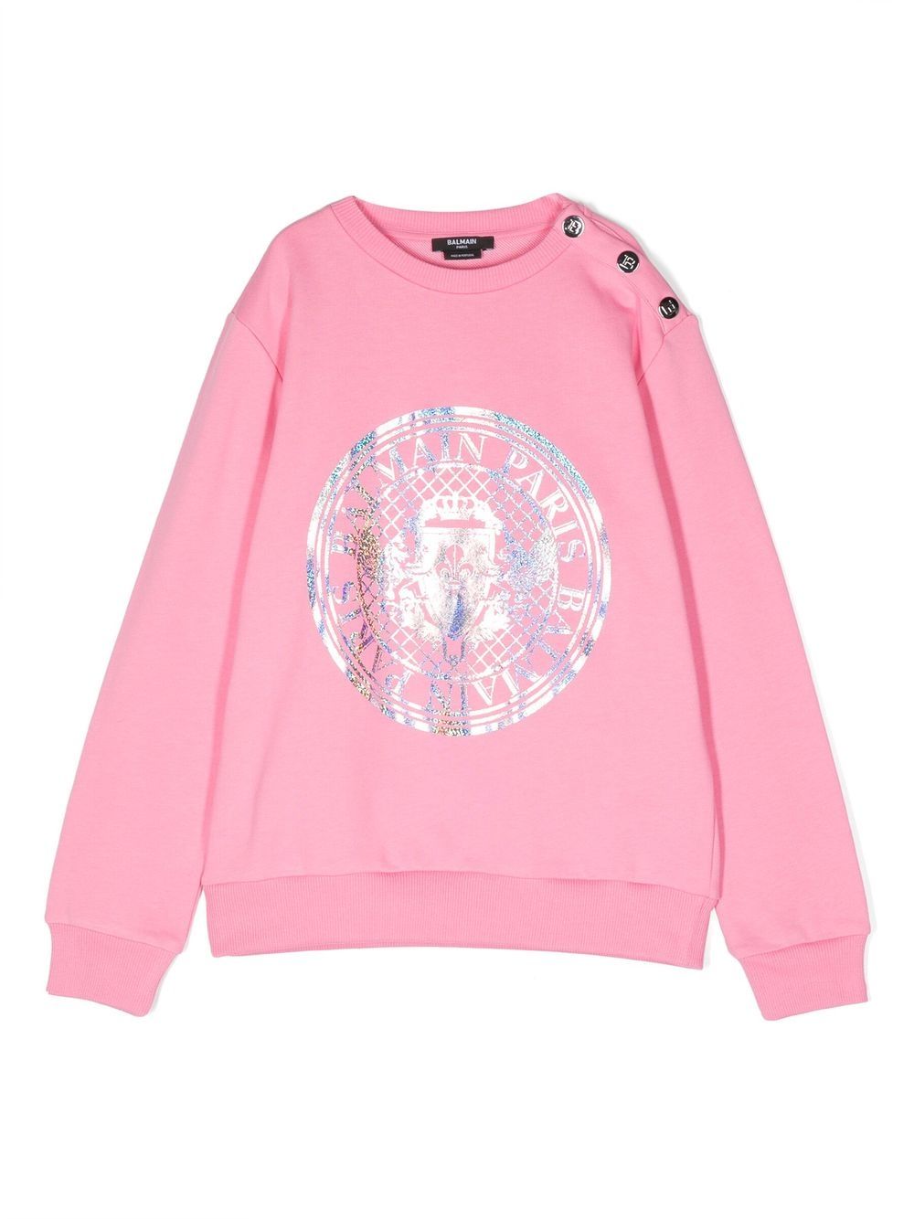 Balmain Kids logo印花长袖卫衣 - 粉色