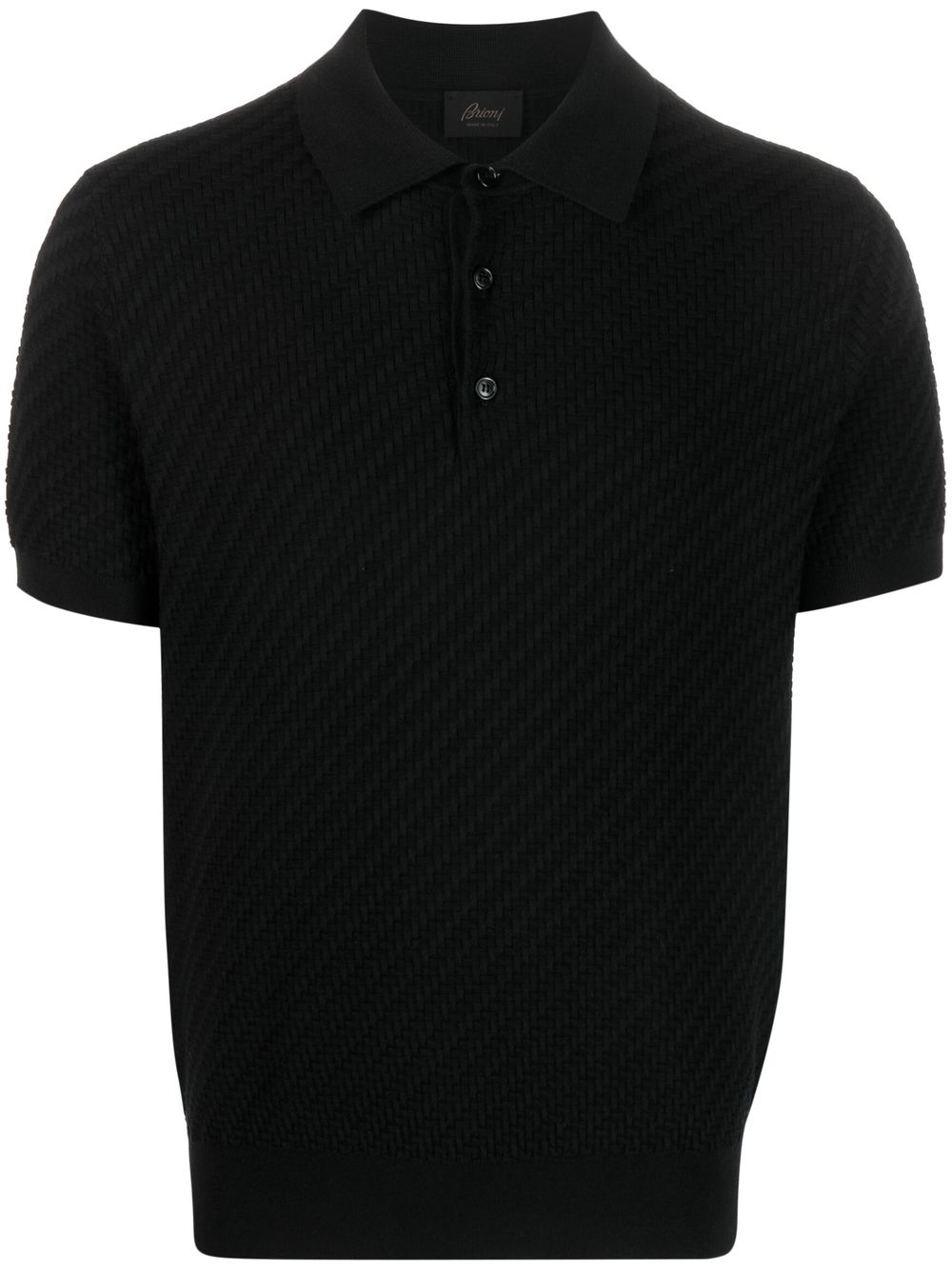 Brioni 华夫格针织polo衫 - 黑色