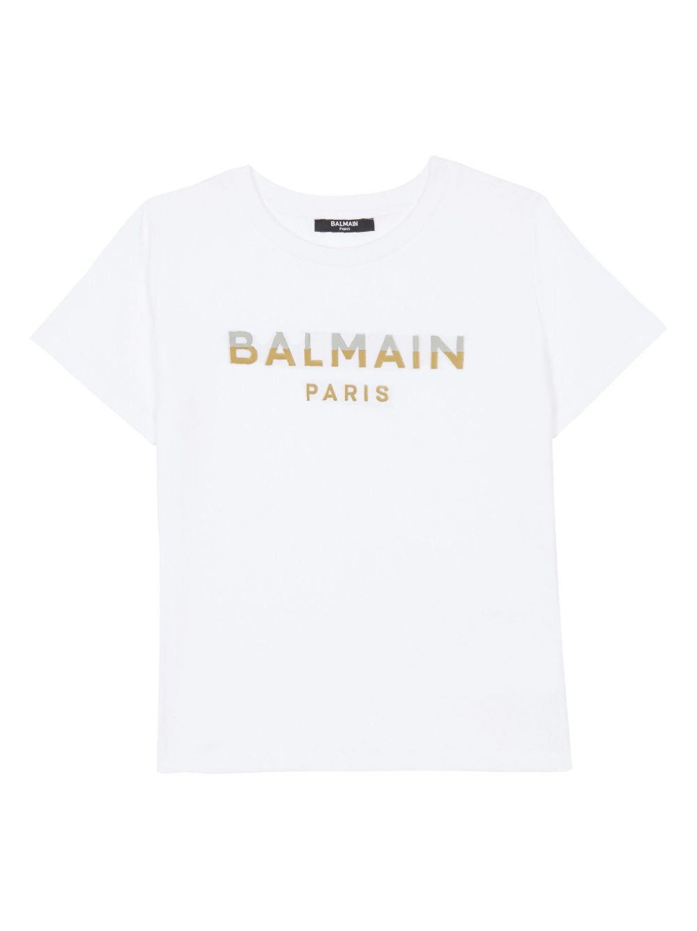 Balmain Kids logo贴花棉T恤 - 白色