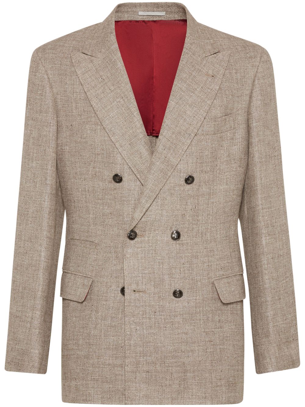 Brunello Cucinelli 斜纹布西装夹克 - 灰色
