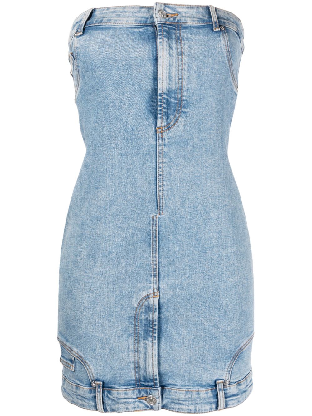 MOSCHINO JEANS 抹胸式牛仔迷你连衣裙 - 蓝色
