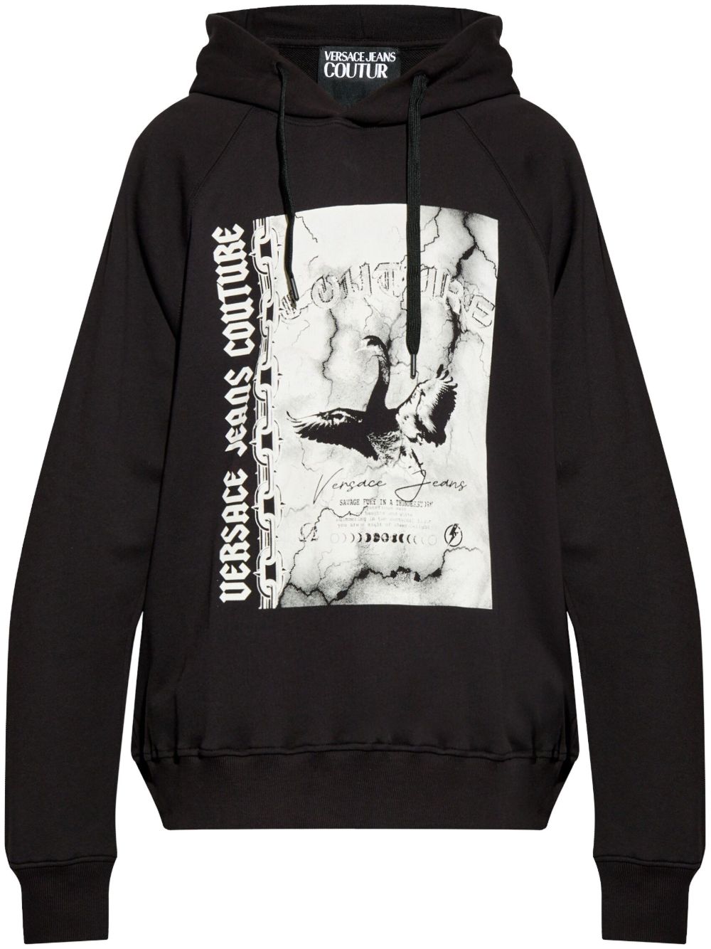 Versace Jeans Couture logo印花连帽衫 - 黑色
