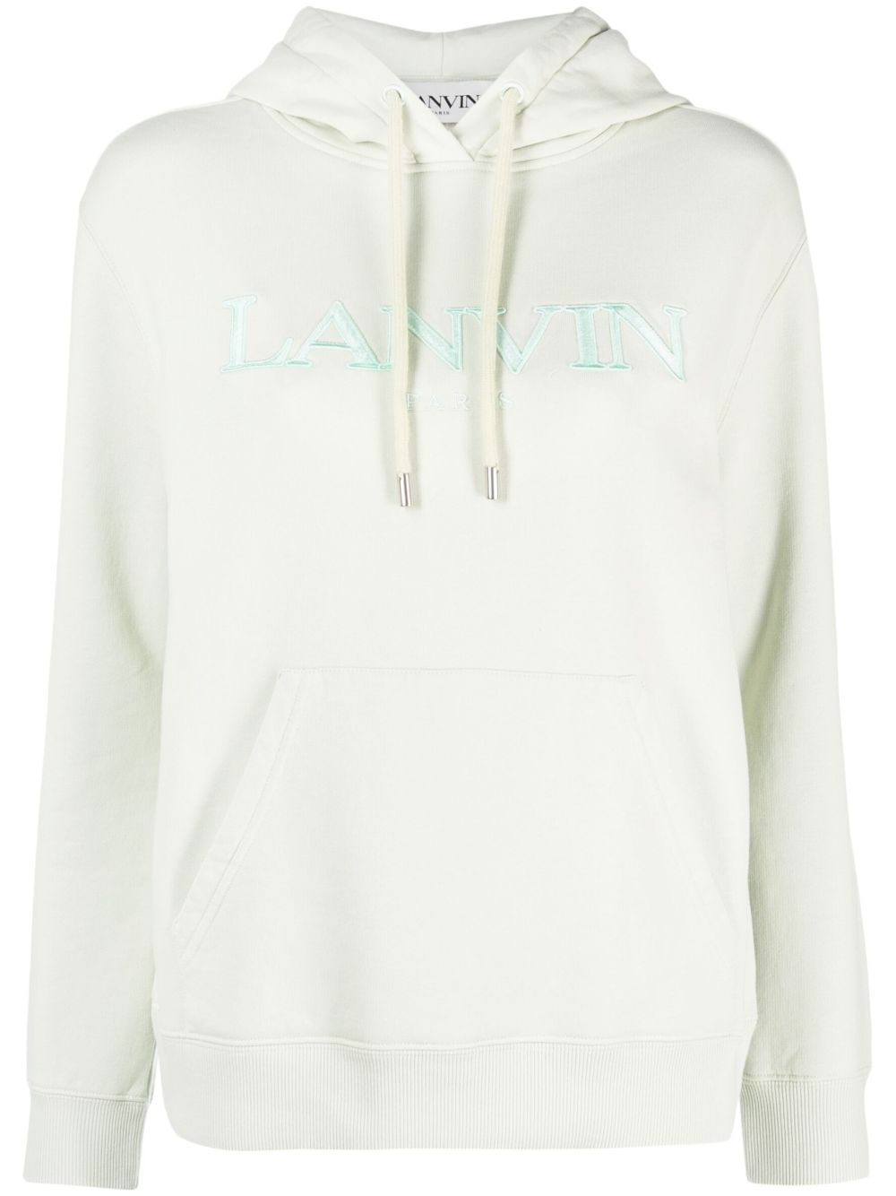 Lanvin logo刺绣连帽衫 - 绿色