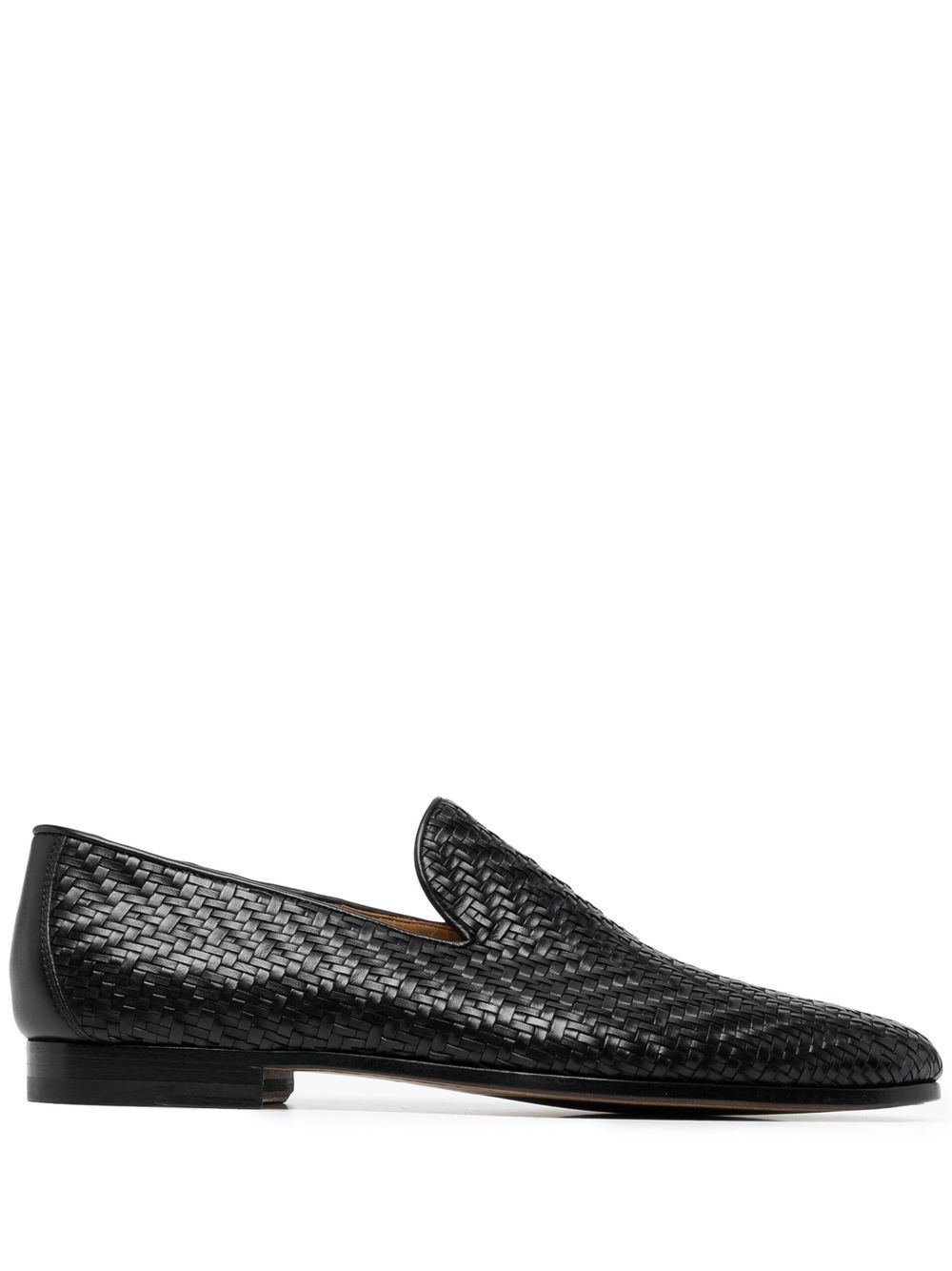 Magnanni 编织皮质乐福鞋 - 黑色