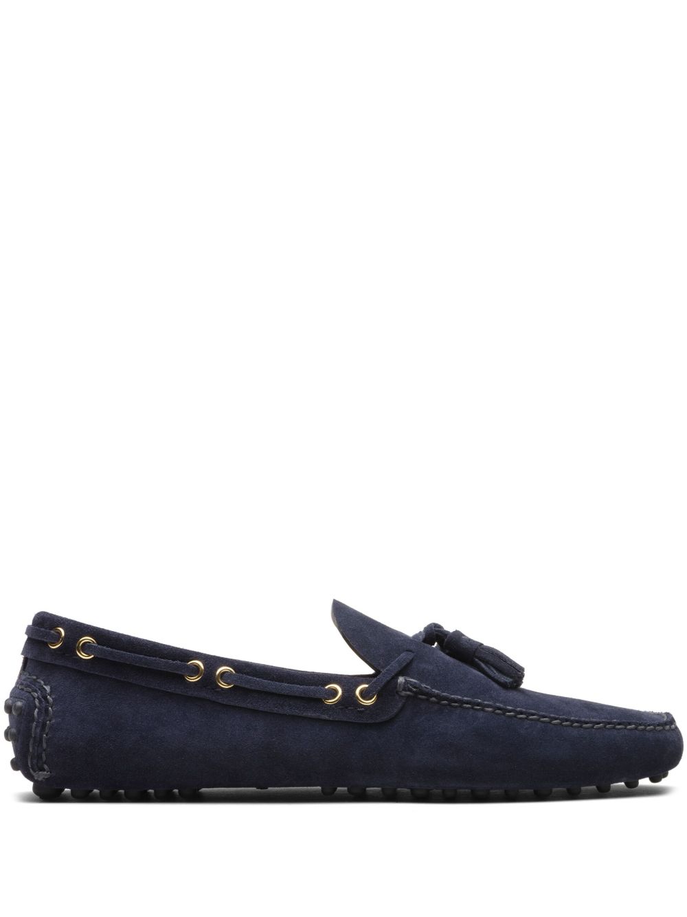 Car Shoe 流苏细节绒面皮帆船鞋 - 蓝色